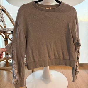 Women's Gray Sweater with ruffle Sleeves